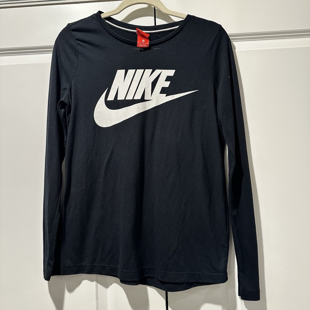 Nike Sportswear Futura Logo Long Sleeve Graphic T-Shirt Black Mens Medium